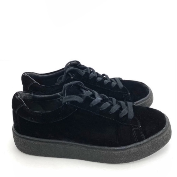 VINCE Neela Velvet Chunky Platform Sneakers in Jet Black Size 8.5 - Picture 5 of 11